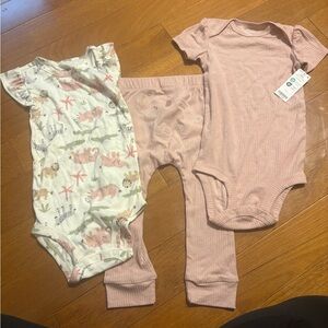 Carter's 3 piece Pink and Patterned Bodysuit Set